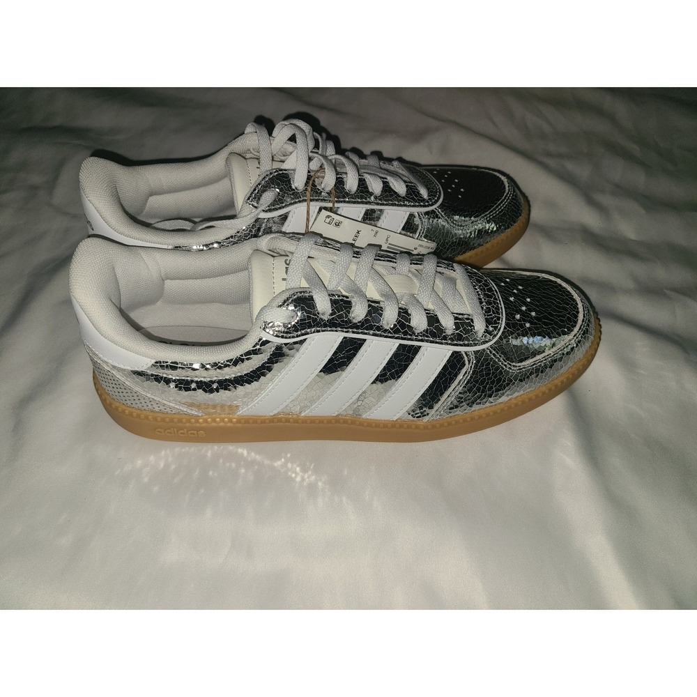 Adidas Breaknet Sleek Womens Silver Metallic Gum Sole Sneakers LA7786 Size 8.5